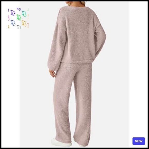 Oversized Sweater Set Fuzzy Fleece Loungewear Matching Lounge Set Chic - Picture 4 of 8